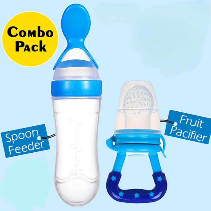 Baby Spoon Feeder Silicone Bottle with free Fruit Pacifier (combo)