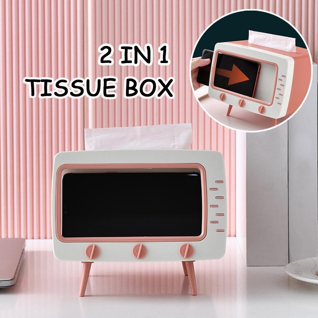 2 In 1 Tv Shape Tissue Box & Mobile Phone Holder (Random Color)