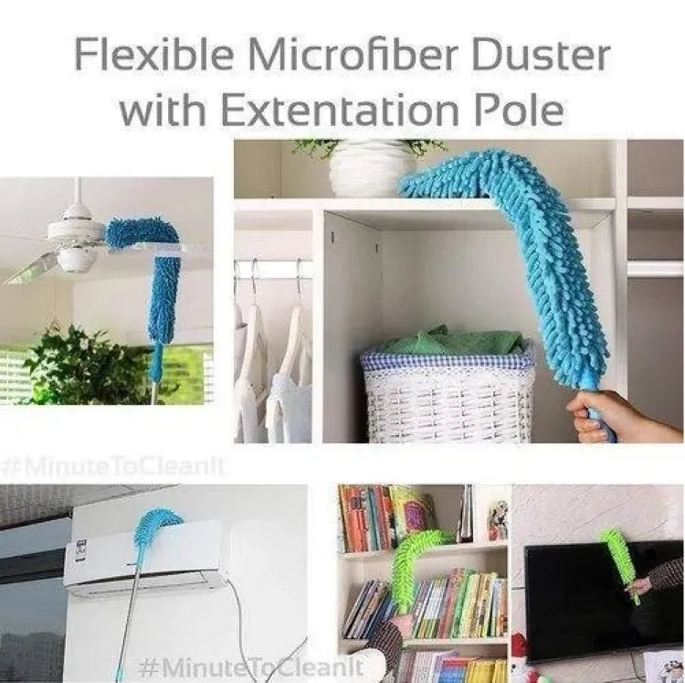 Flexible MicroFiber Duster With Telescopic Stainless Steel Handle.