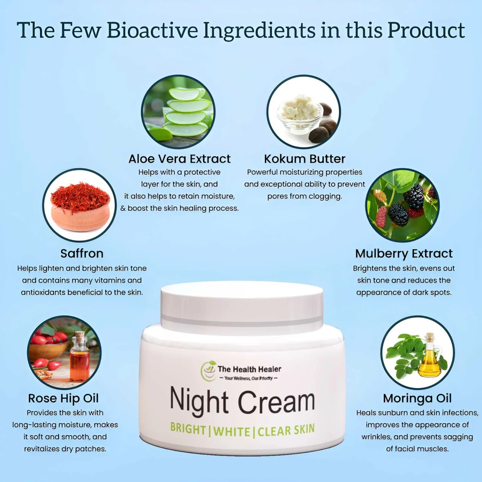 Night Cream For Bright, White & Clear Skin.