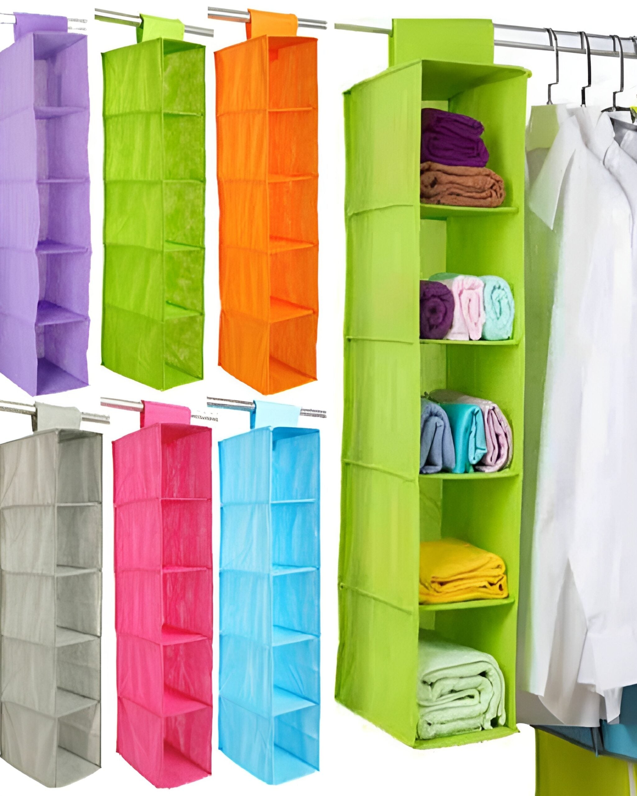 5 Shelf Clothes Hanging Organizers (Random colour)