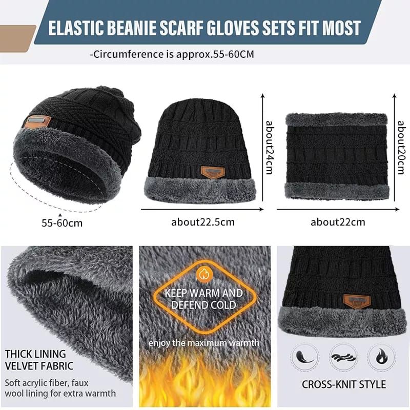 Coral Fleece Scarf & Beanie cap For Men & Women