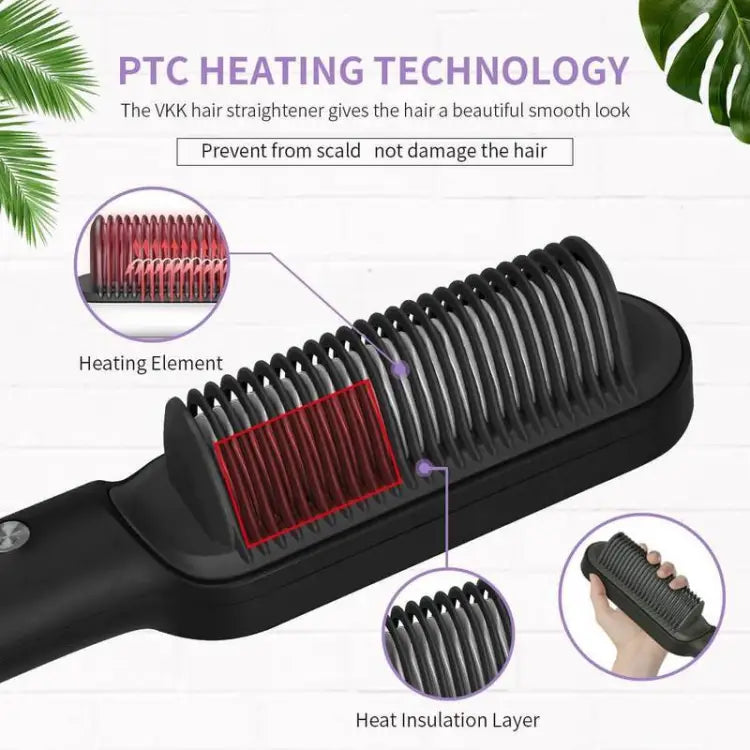 Hair Straightener Iron brush Comb 2-in-1 Professional Curler & Straightener For Women & Man (Random Color)