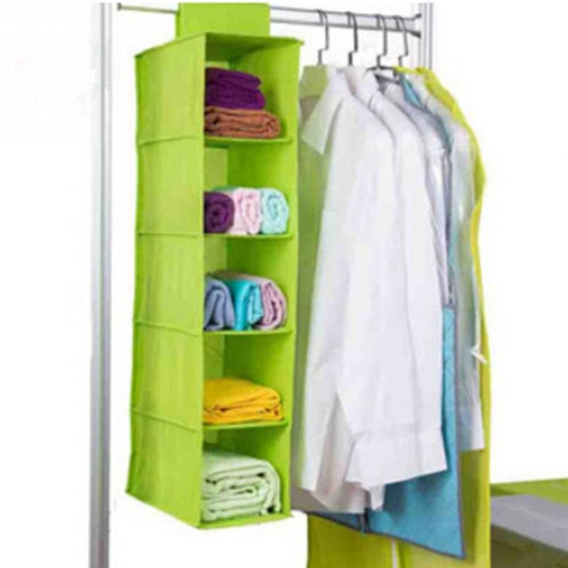 5 Shelf Clothes Hanging Organizers (Random colour)