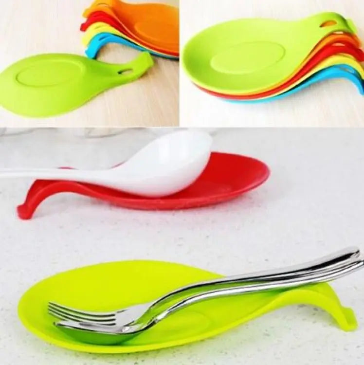 Flexible Silicone Heat Resistant Spoon Fork Mat Rest