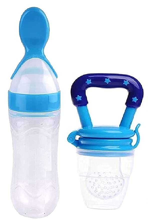 Baby Spoon Feeder Silicone Bottle with free Fruit Pacifier (combo)