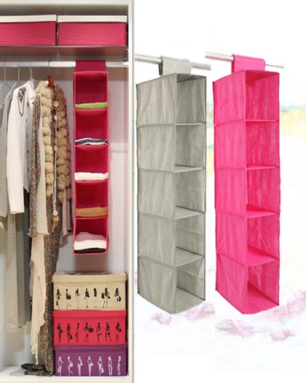 5 Shelf Clothes Hanging Organizers (Random colour)