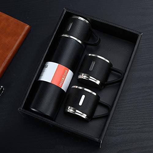 H-409 Vacuum Flask Gift Set With 3 Stainless Steel Cups – Keeps Hot/cold