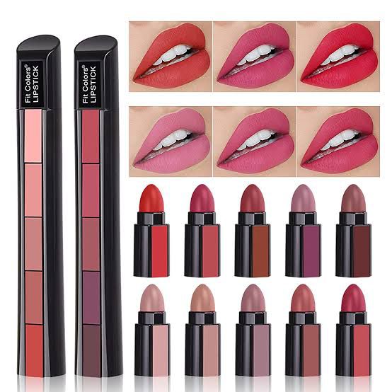 5 In 1 Matte Lipstick, Light & Dark Shade (Pack of 2)