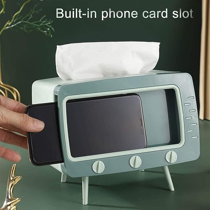 2 In 1 Tv Shape Tissue Box & Mobile Phone Holder (Random Color)