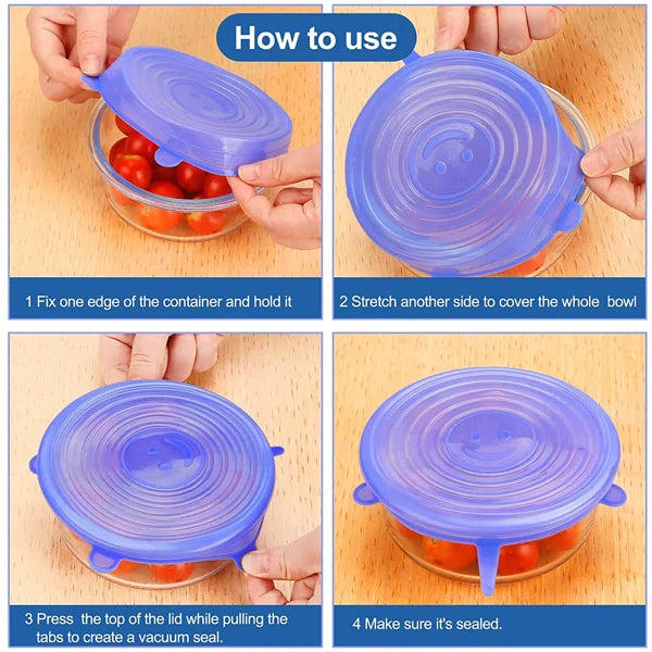 Universal Silicone Suction Lid-bowl Pan (6pcs)