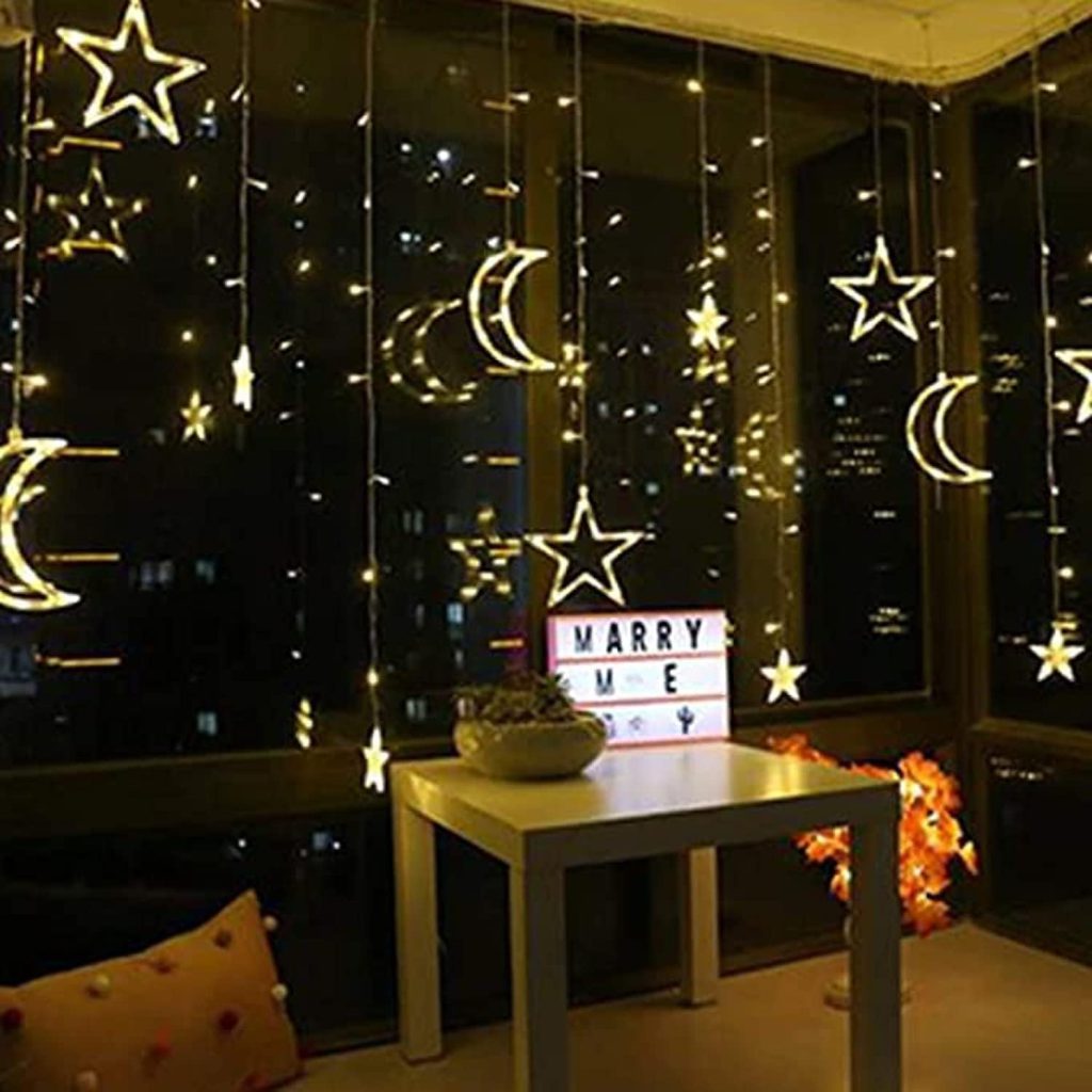 Ramadan Decoration Lights,star & Moon Curtain Lights