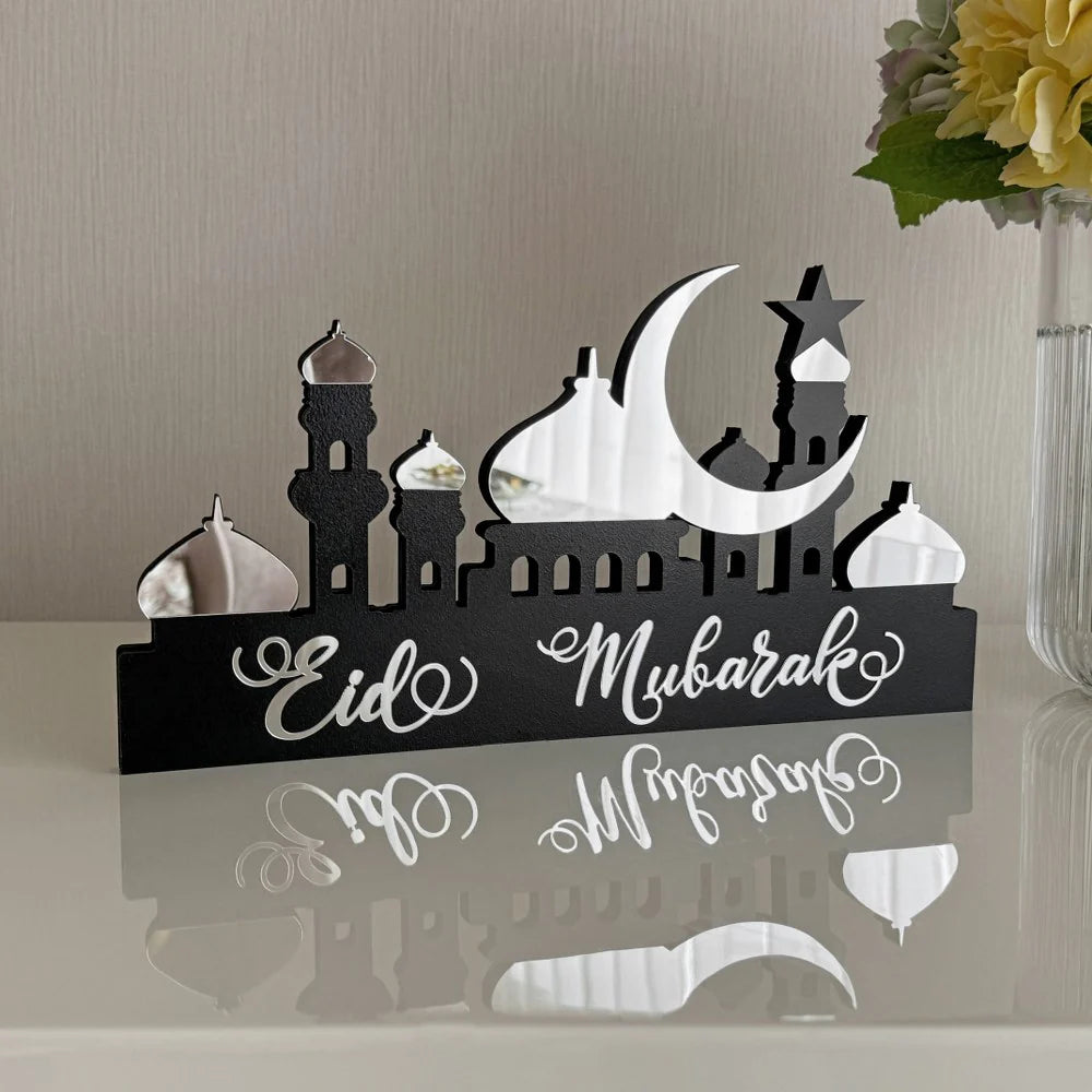 Eid Mubarak Desktop Decorations Mdf Acrylic Material (silver Color)