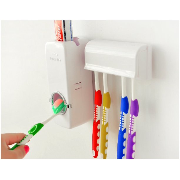 Toothpaste Dispenser Automatic Toothpaste Squeezer + Holder Set