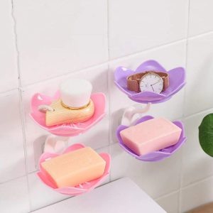 Wall Mounted Double Layer Lotus Flower Shaped Soap Holder (random Color)