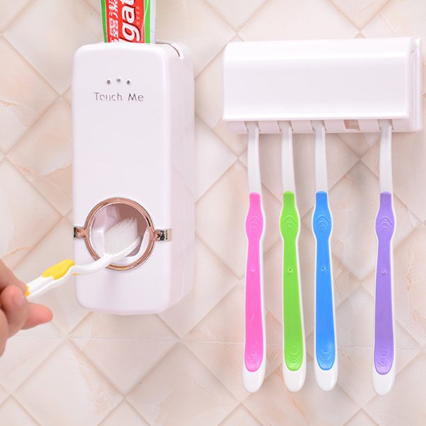 Toothpaste Dispenser Automatic Toothpaste Squeezer + Holder Set