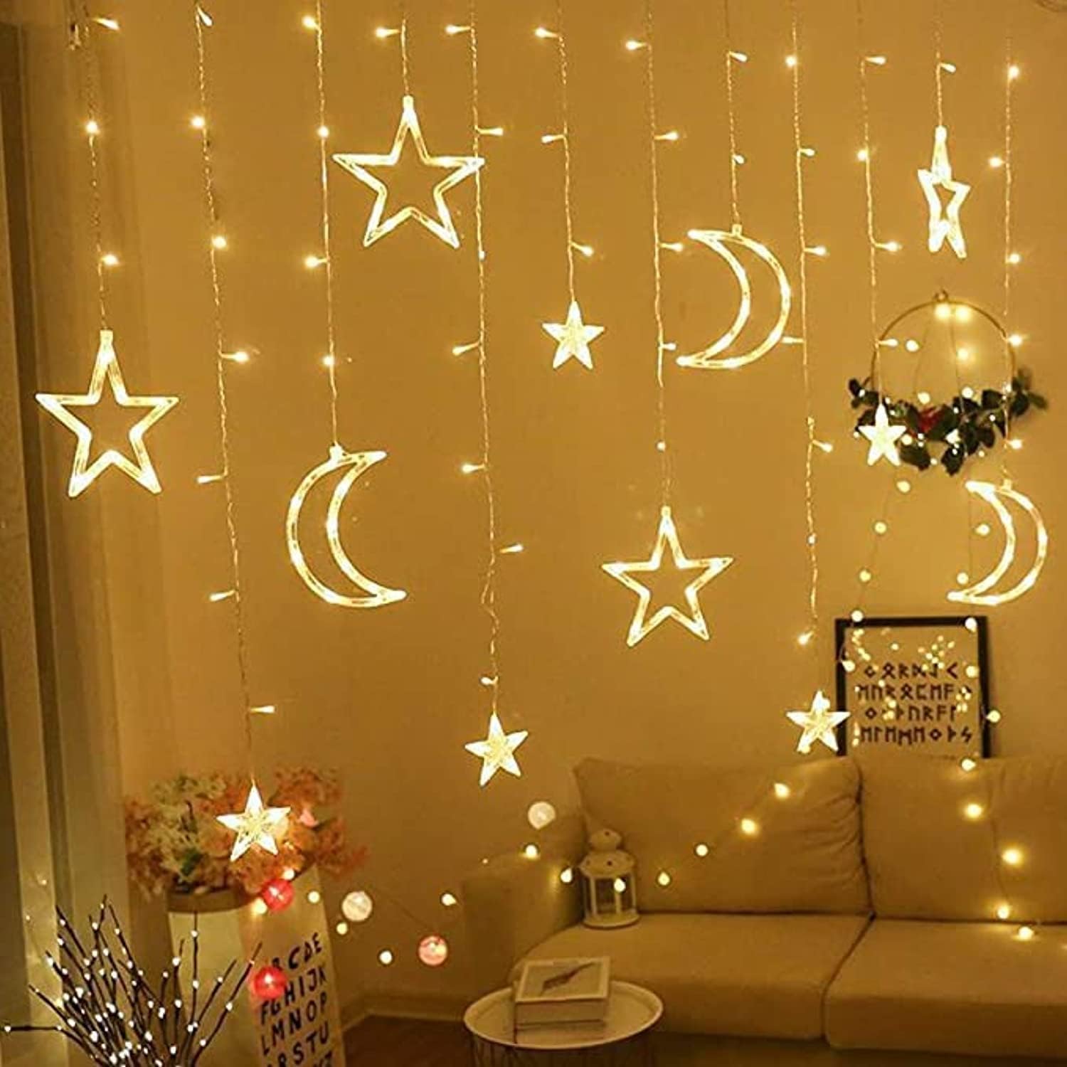 Ramadan Decoration Lights,star & Moon Curtain Lights