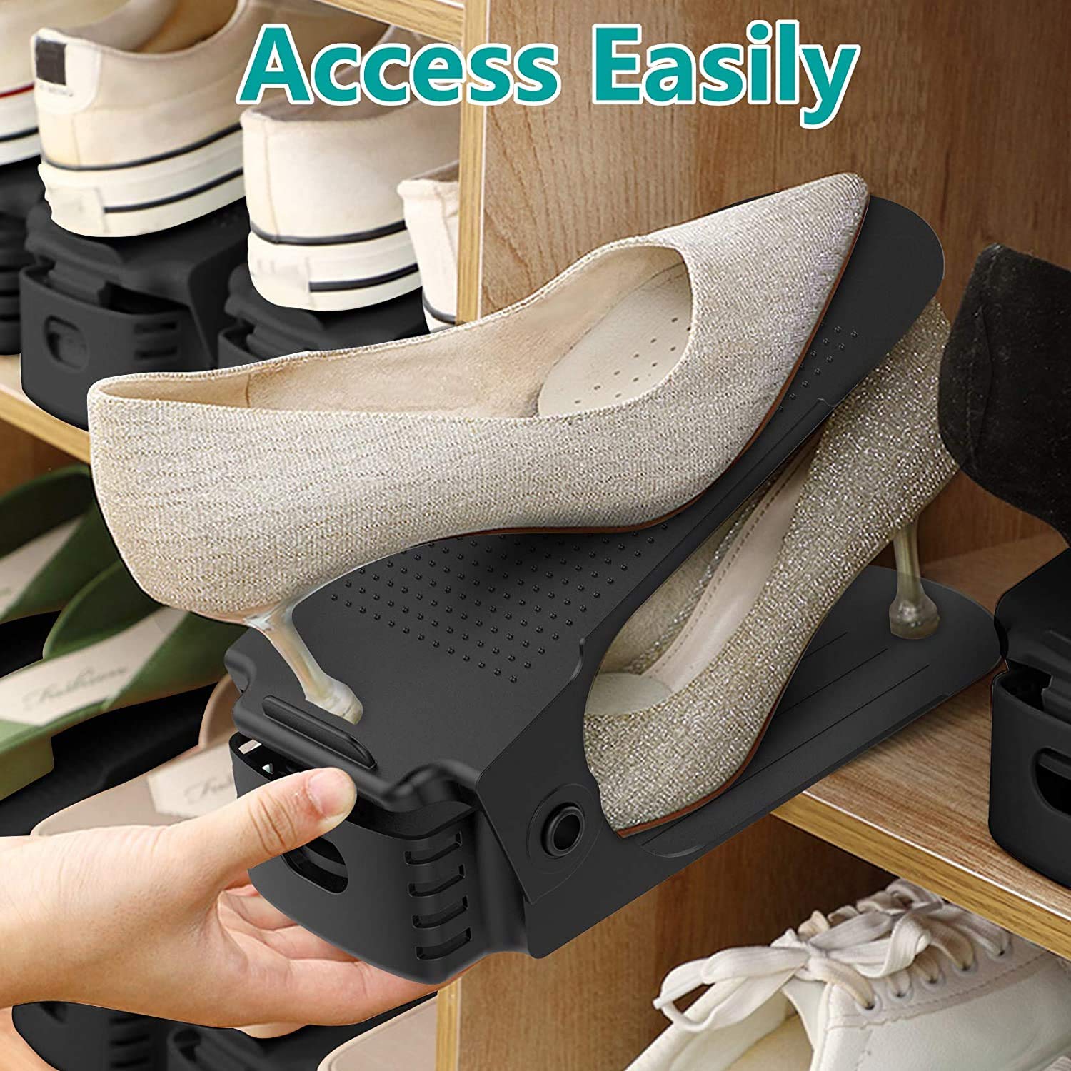 Double Layer Adjustable Shoe Bracket Storage Rack, Random Colour (3 Racks)