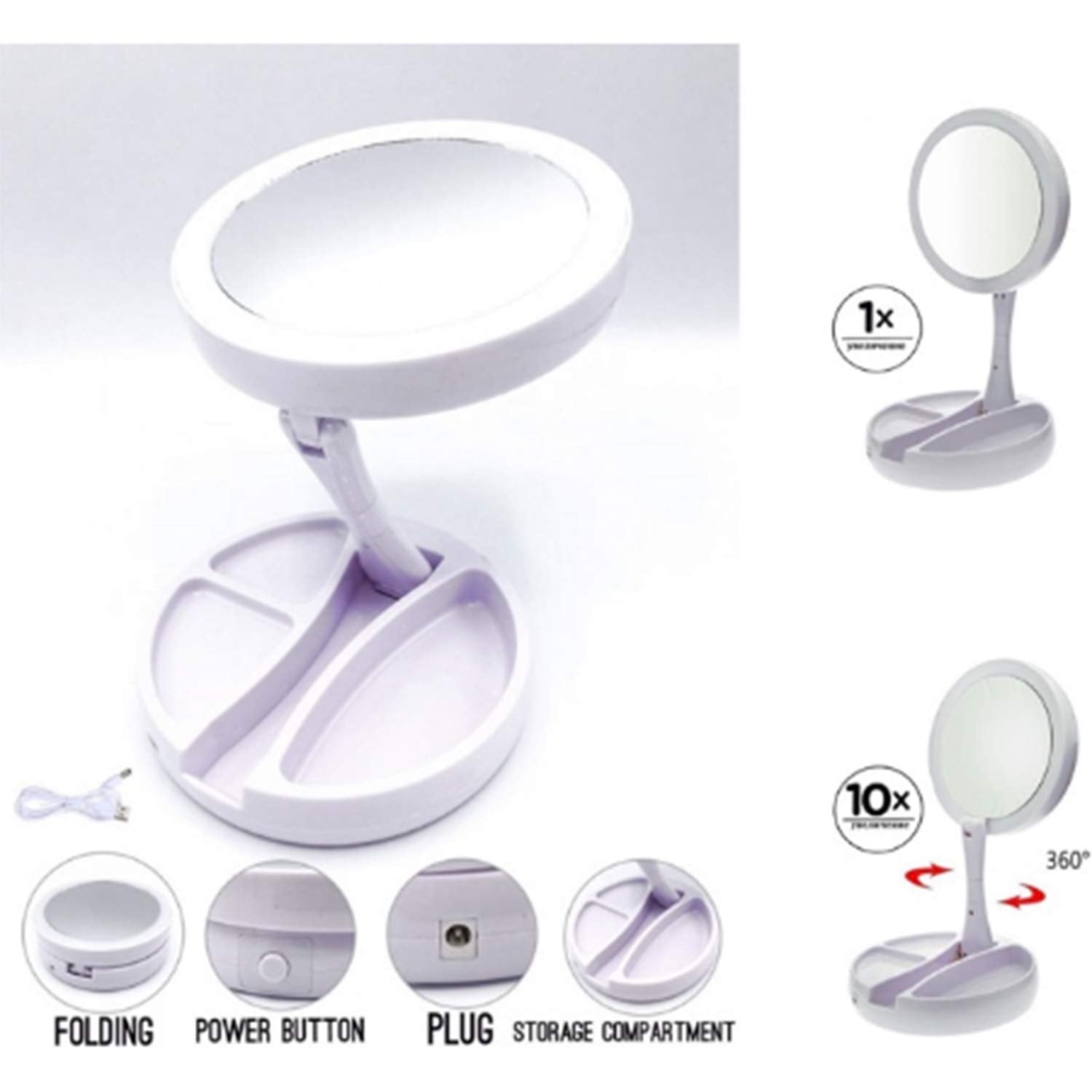 Folding Mirror With Light