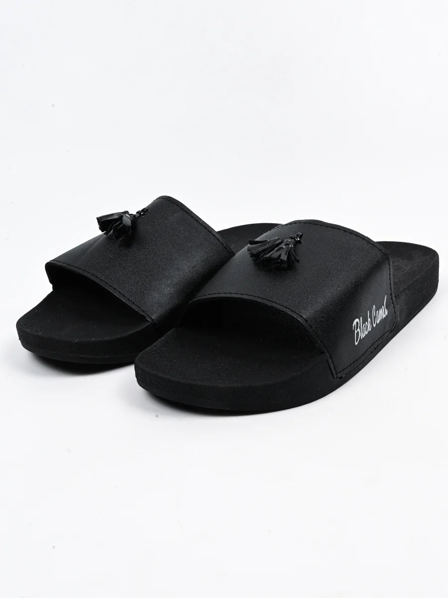 Black Camel Tassel Slide Slipper For Men