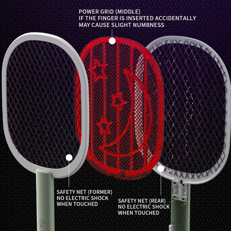 Mosquitoes Lamp & Racket 2 In 1 Electric , Grid 3-layer (Random Color)