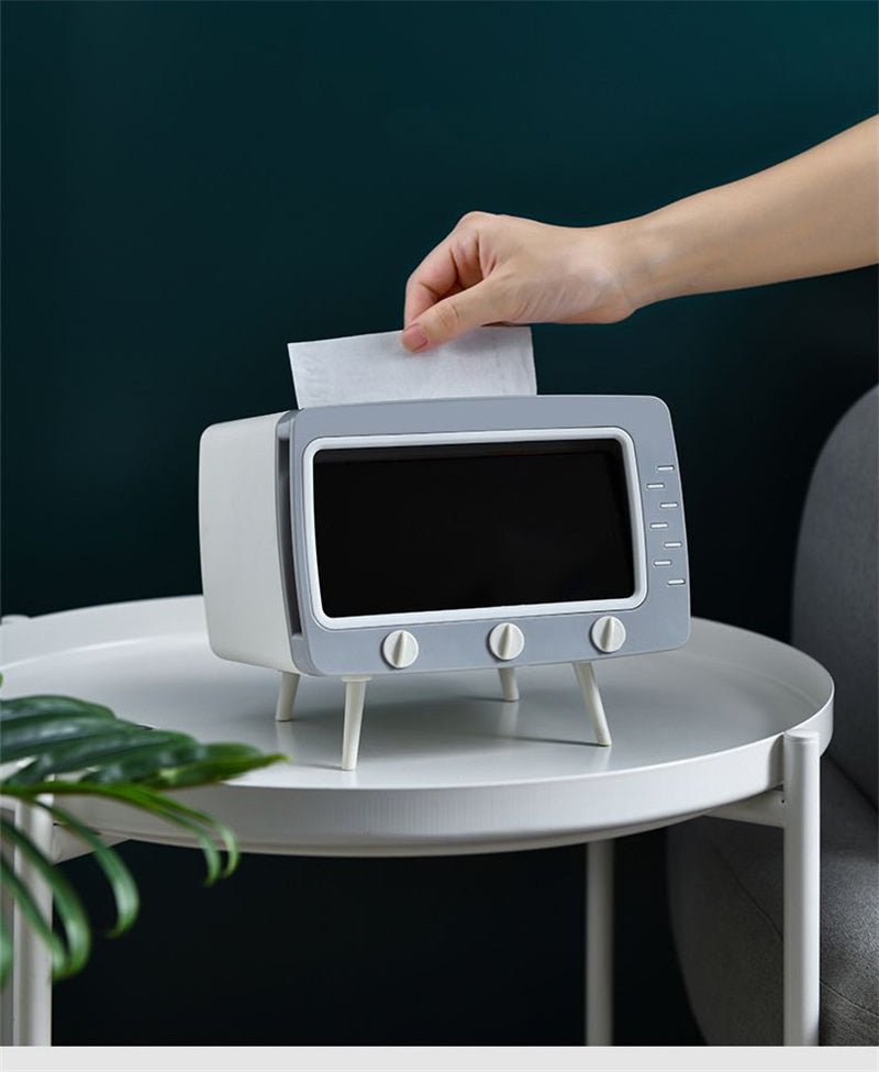 2 In 1 Tv Shape Tissue Box & Mobile Phone Holder (Random Color)