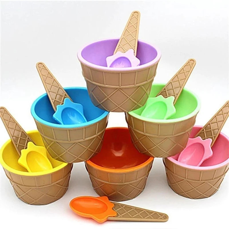 Ice Cream Bowl & Spoon (Random Colour)