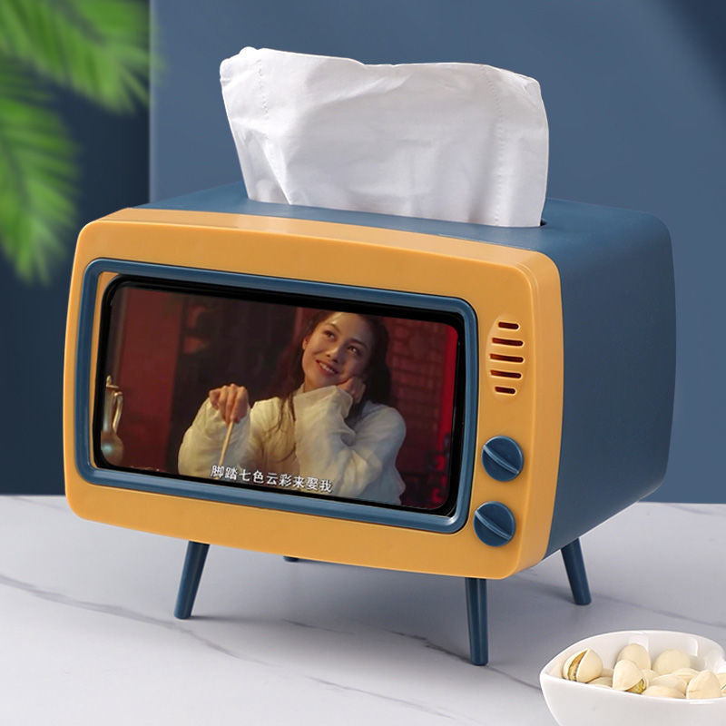 2 In 1 Tv Shape Tissue Box & Mobile Phone Holder (Random Color)