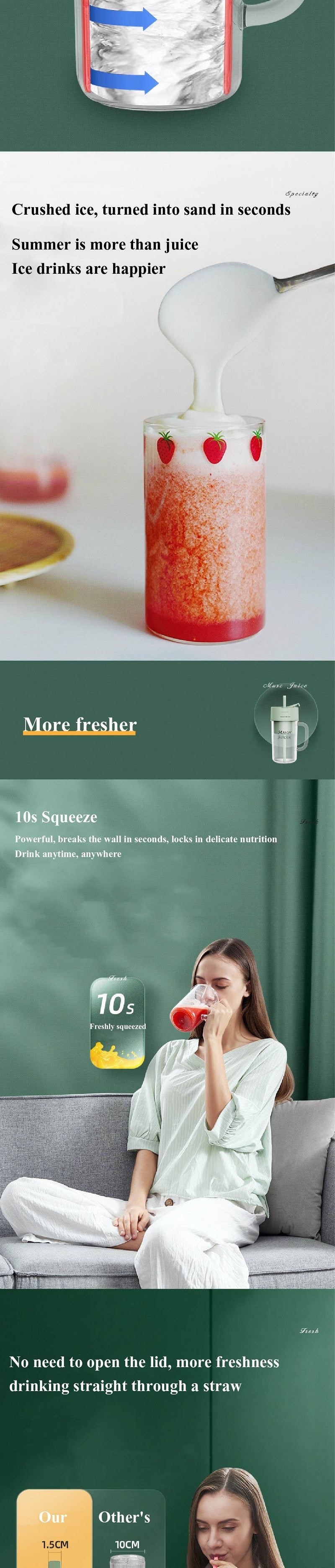 Portable Mini Juicer Blender With Straw Cup( Random color )