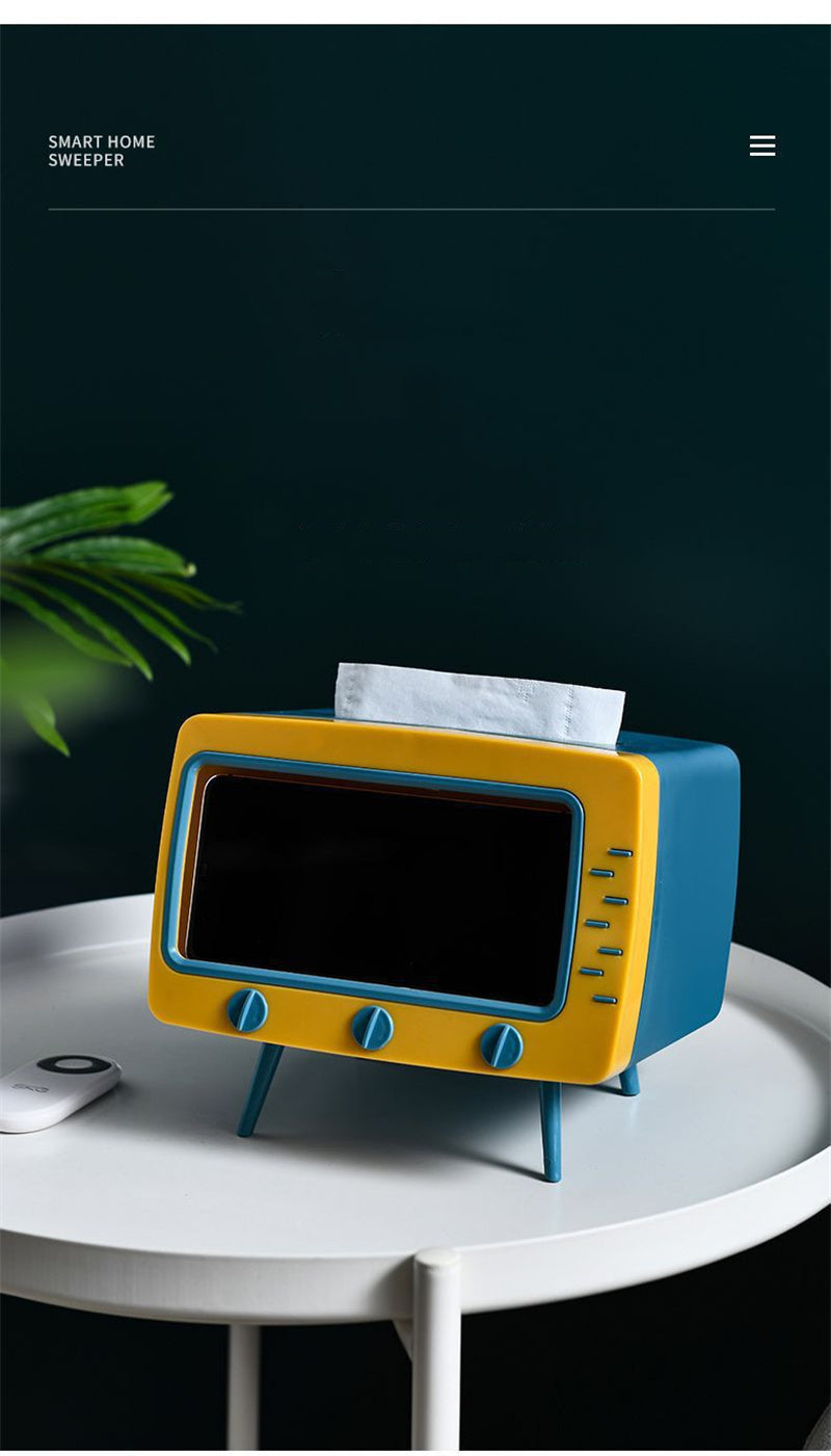 2 In 1 Tv Shape Tissue Box & Mobile Phone Holder (Random Color)