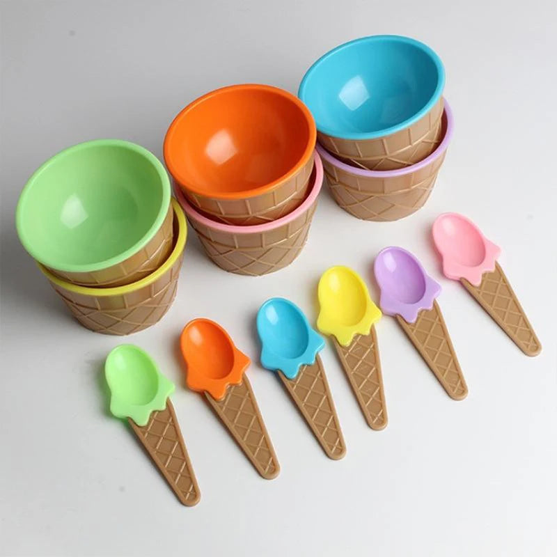 Ice Cream Bowl & Spoon (Random Colour)