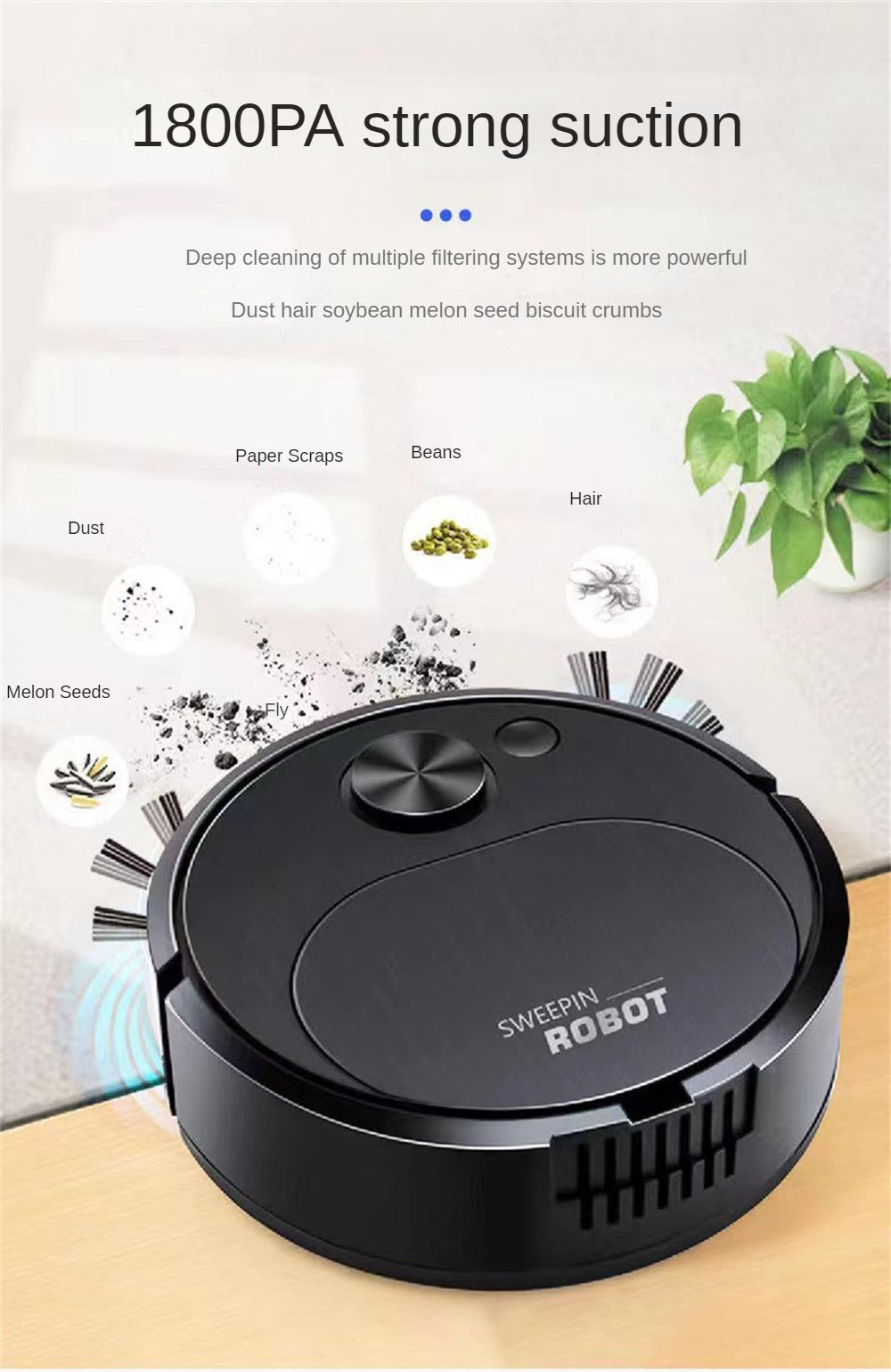 Mini Wireless Smart Sweeping Robot 3 In1 Rechargeable