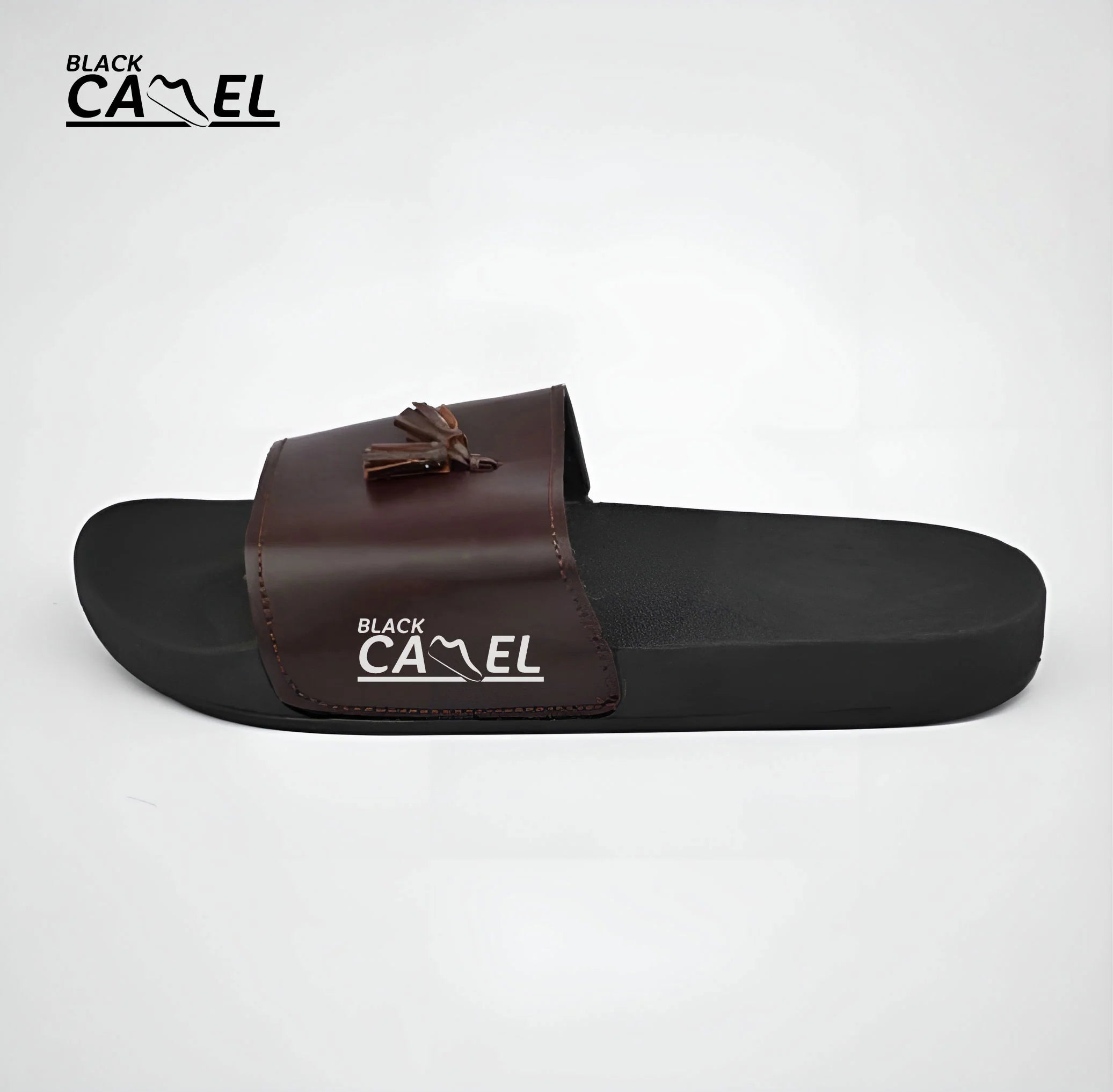 Black Camel Tassel Slide Slipper For Men