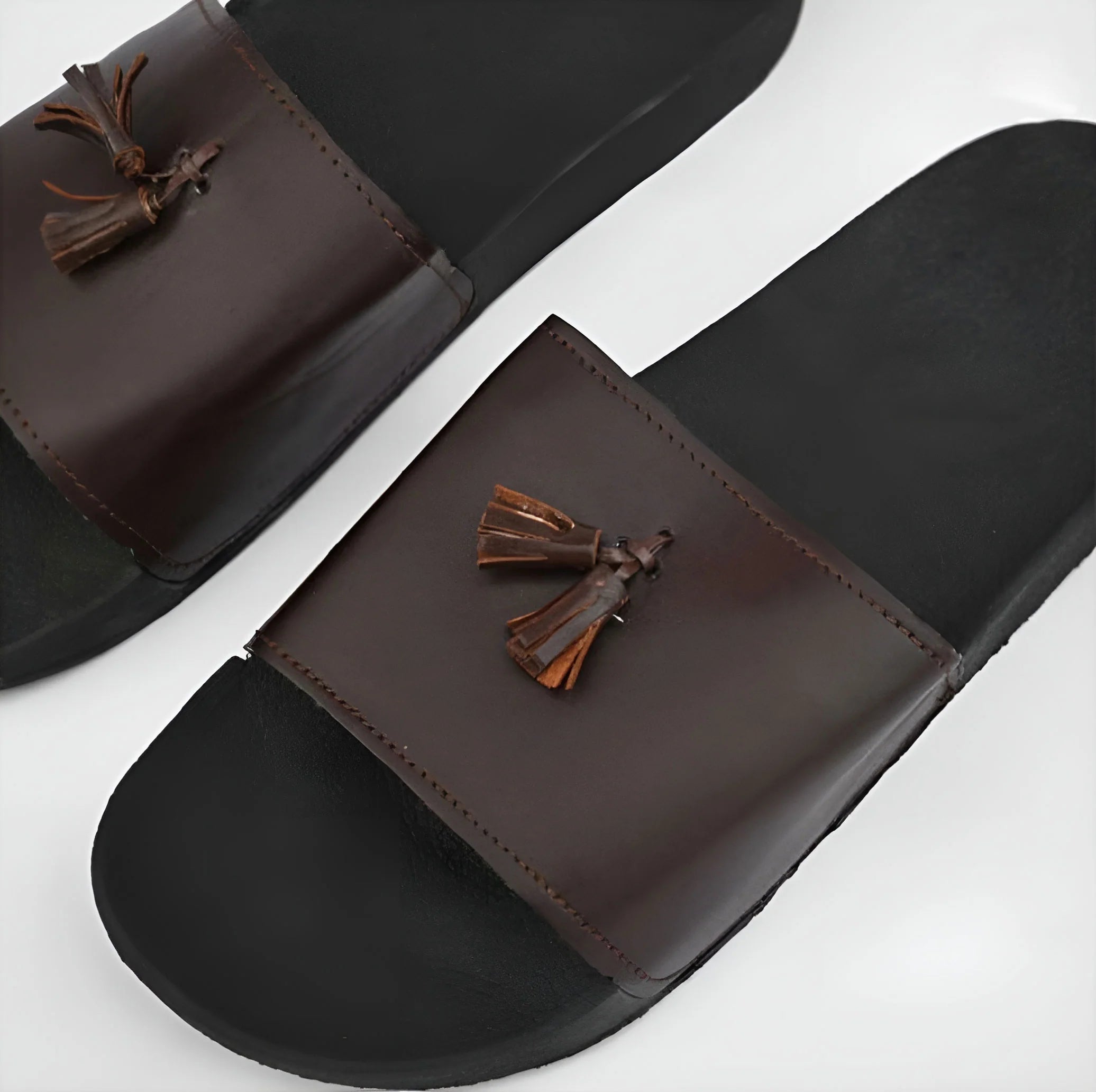 Black Camel Tassel Slide Slipper For Men