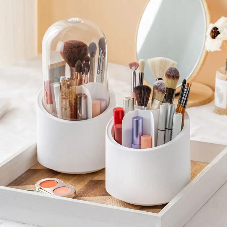 Makeup Brush Holder,Dust-proof Rotating Vanity