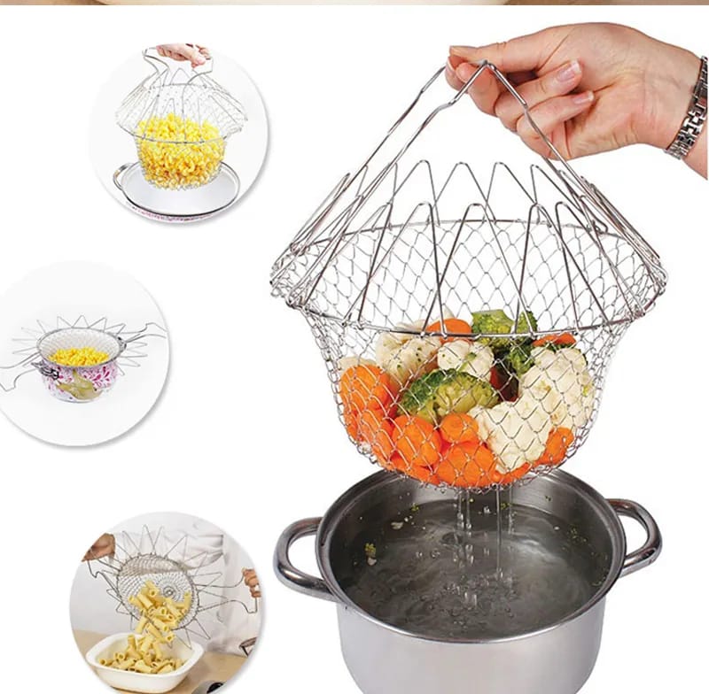 Multi Functional Foldable Rinse Chief Basket & Drainer Mesh