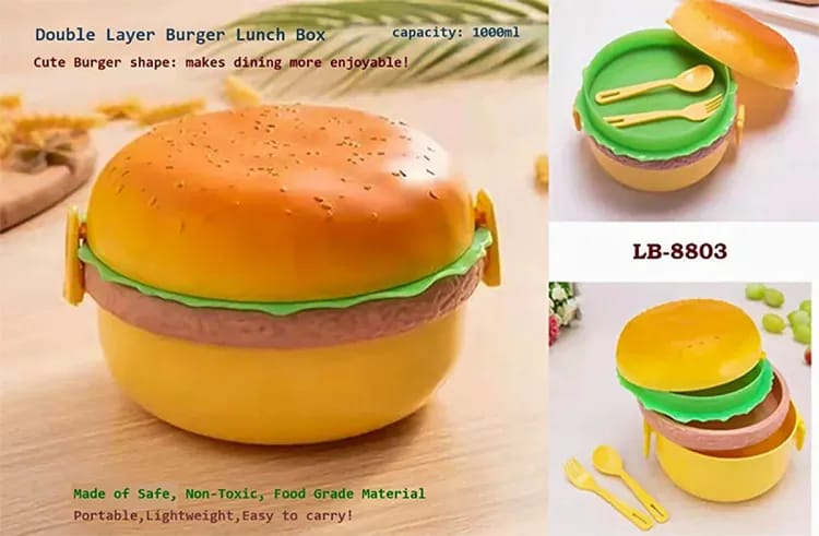 Burger Shape Lunch Box (3 Layer Container)