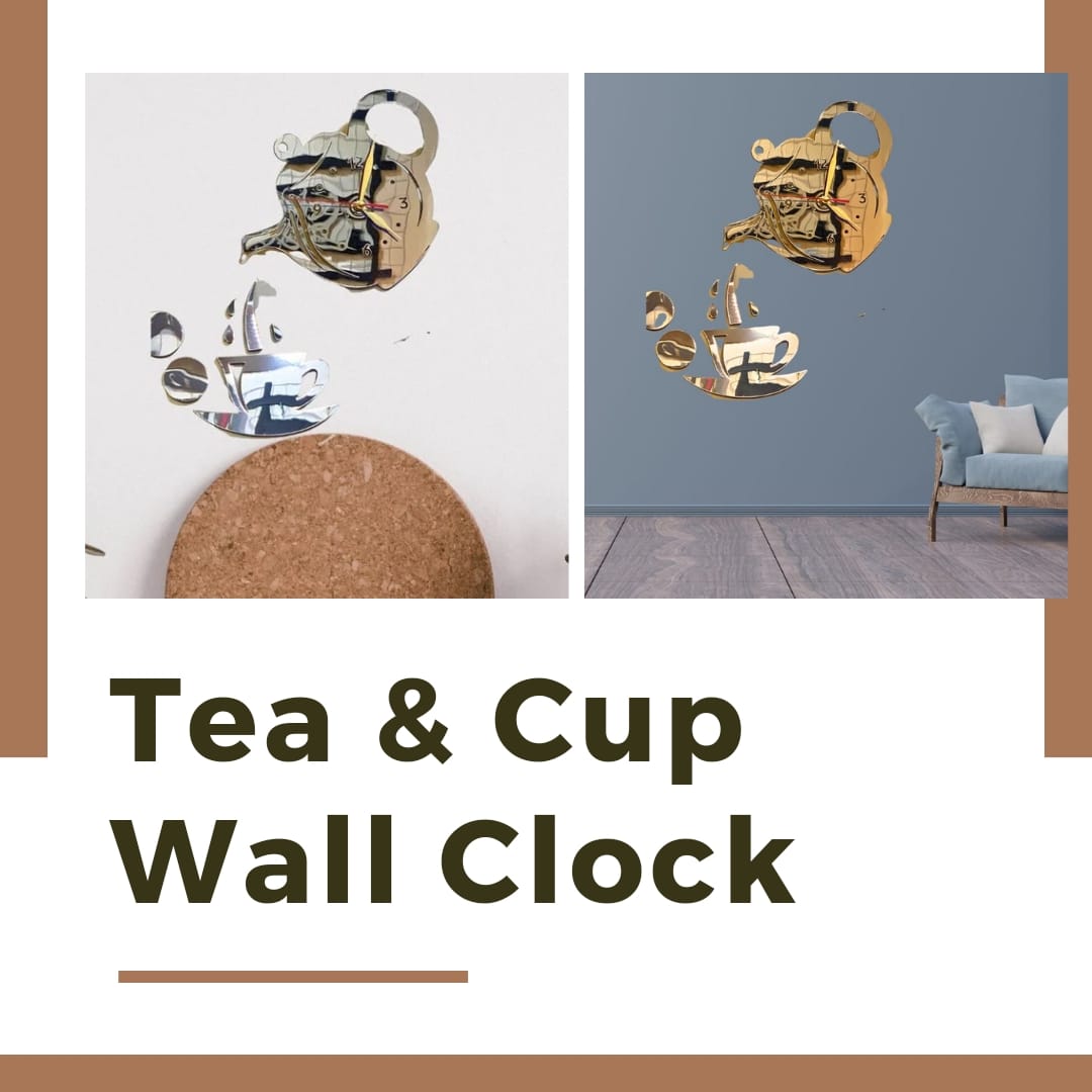 Tea & Cup Mirror Wall Clock