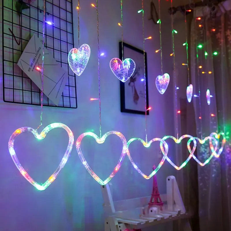 Multi Color Heart Curtain ,Plug-in, 220 V