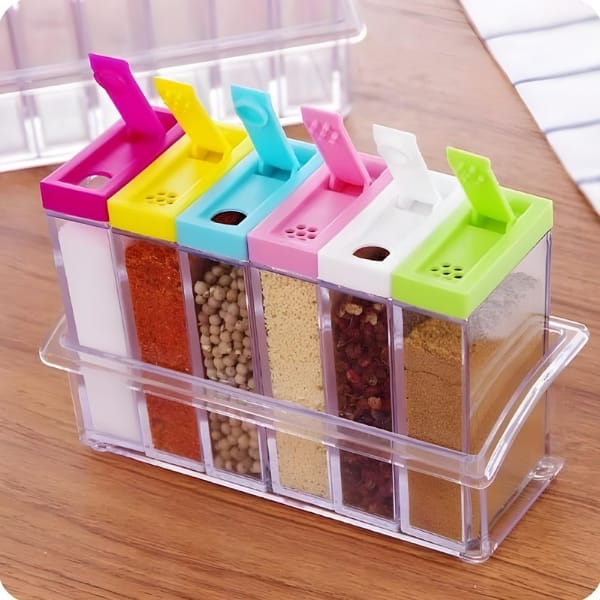 Set Of 6 Spice Crystal Seasoning Box