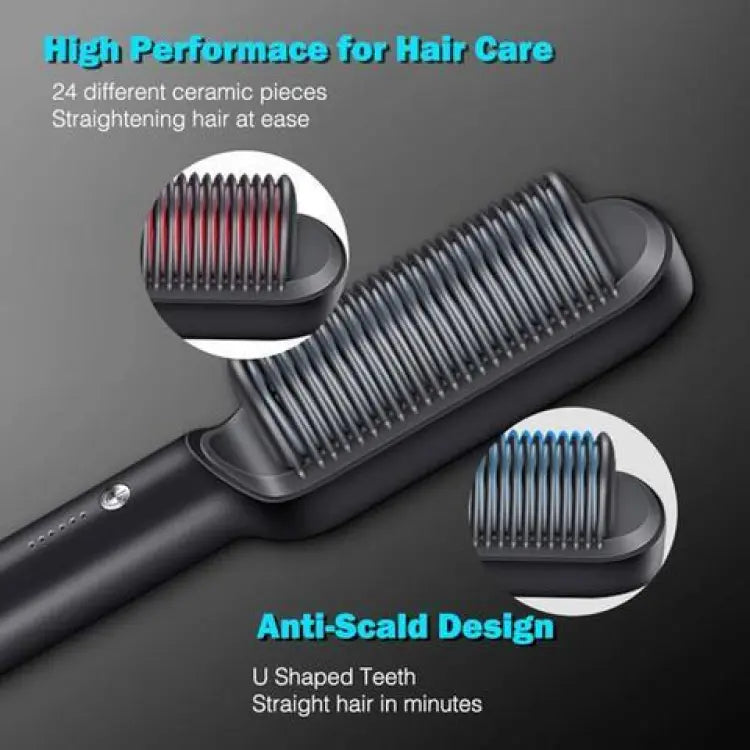 Hair Straightener Iron brush Comb 2-in-1 Professional Curler & Straightener For Women & Man (Random Color)