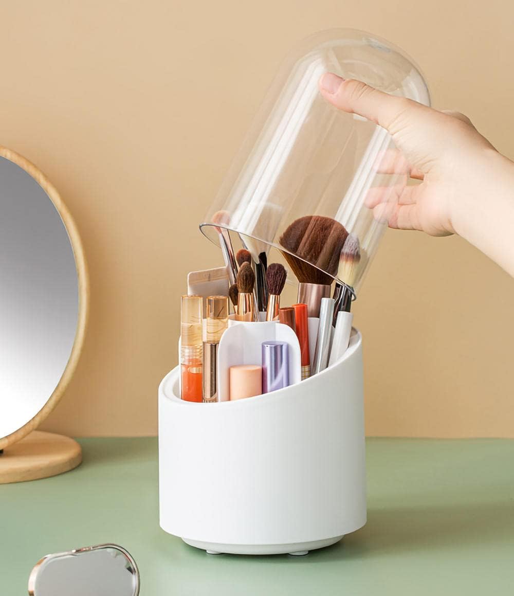 Makeup Brush Holder,Dust-proof Rotating Vanity