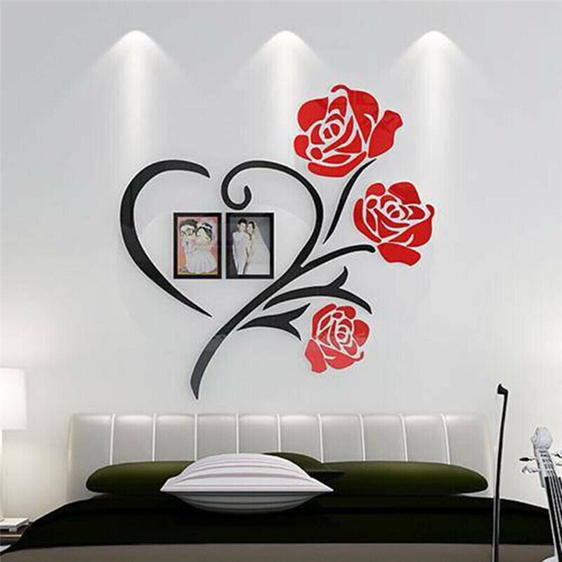 Red Rose Flower & Heart With 2 Picture Frames